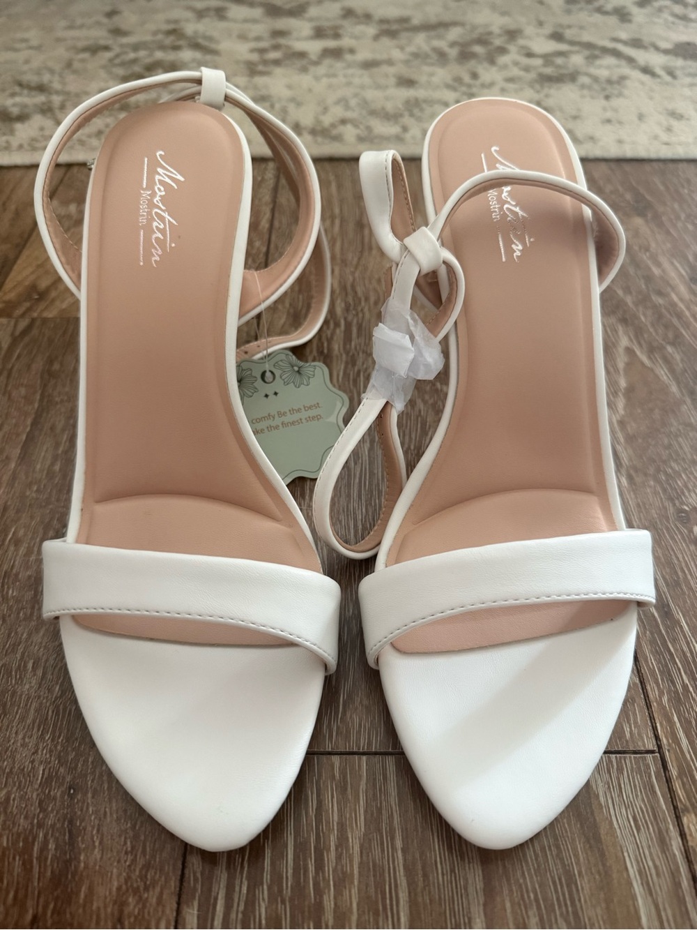Mostrin White Open-Toe Ankle Strap Stiletto Heel